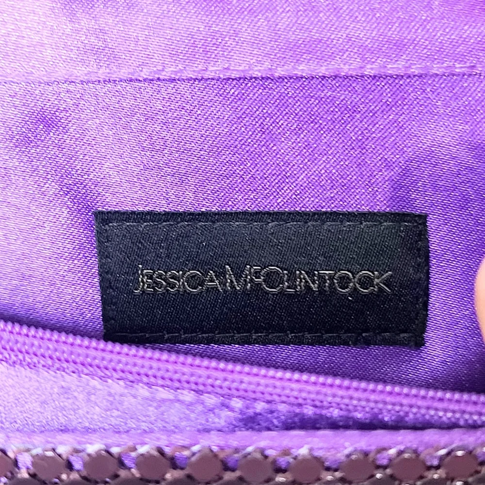 Jessica McClintock Purple Gold Beaded Clutch Purse